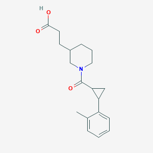 molecular formula C19H25NO3 B7642216 3-[1-[2-(2-Methylphenyl)cyclopropanecarbonyl]piperidin-3-yl]propanoic acid 