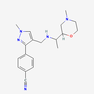 molecular formula C19H25N5O B7642250 4-[1-Methyl-4-[[1-(4-methylmorpholin-2-yl)ethylamino]methyl]pyrazol-3-yl]benzonitrile 