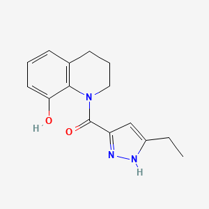 molecular formula C15H17N3O2 B7642277 (5-ethyl-1H-pyrazol-3-yl)-(8-hydroxy-3,4-dihydro-2H-quinolin-1-yl)methanone 