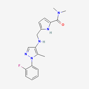 molecular formula C18H20FN5O B7642280 5-[[[1-(2-fluorophenyl)-5-methylpyrazol-4-yl]amino]methyl]-N,N-dimethyl-1H-pyrrole-2-carboxamide 