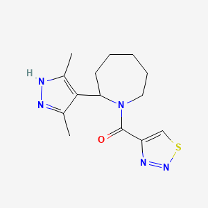 molecular formula C14H19N5OS B7642318 [2-(3,5-dimethyl-1H-pyrazol-4-yl)azepan-1-yl]-(thiadiazol-4-yl)methanone 