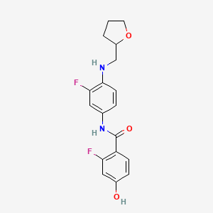 2-fluoro-N-[3-fluoro-4-(oxolan-2-ylmethylamino)phenyl]-4-hydroxybenzamide