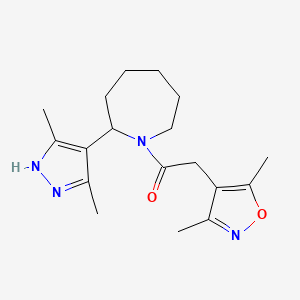 2-(3,5-dimethyl-1,2-oxazol-4-yl)-1-[2-(3,5-dimethyl-1H-pyrazol-4-yl)azepan-1-yl]ethanone