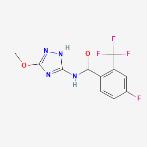 molecular formula C11H8F4N4O2 B7642395 4-fluoro-N-(3-methoxy-1H-1,2,4-triazol-5-yl)-2-(trifluoromethyl)benzamide 