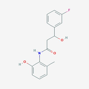 molecular formula C16H16FNO3 B7642414 3-(3-fluorophenyl)-3-hydroxy-N-(2-hydroxy-6-methylphenyl)propanamide 