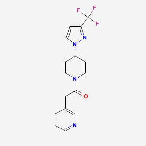 molecular formula C16H17F3N4O B7642427 2-Pyridin-3-yl-1-[4-[3-(trifluoromethyl)pyrazol-1-yl]piperidin-1-yl]ethanone 