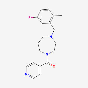 molecular formula C19H22FN3O B7642442 [4-[(5-Fluoro-2-methylphenyl)methyl]-1,4-diazepan-1-yl]-pyridin-4-ylmethanone 