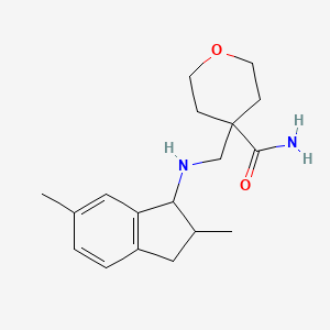 molecular formula C18H26N2O2 B7642522 4-[[(2,6-dimethyl-2,3-dihydro-1H-inden-1-yl)amino]methyl]oxane-4-carboxamide 