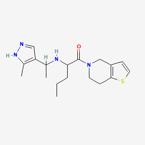 molecular formula C18H26N4OS B7642541 1-(6,7-dihydro-4H-thieno[3,2-c]pyridin-5-yl)-2-[1-(5-methyl-1H-pyrazol-4-yl)ethylamino]pentan-1-one 