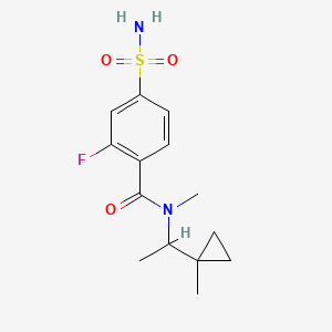 molecular formula C14H19FN2O3S B7642580 2-fluoro-N-methyl-N-[1-(1-methylcyclopropyl)ethyl]-4-sulfamoylbenzamide 