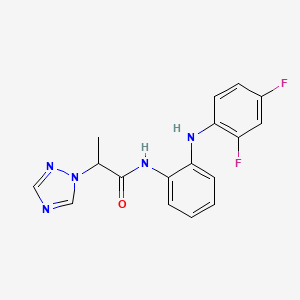 molecular formula C17H15F2N5O B7642621 N-[2-(2,4-difluoroanilino)phenyl]-2-(1,2,4-triazol-1-yl)propanamide 