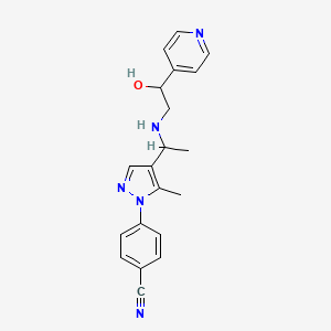 molecular formula C20H21N5O B7642635 4-[4-[1-[(2-Hydroxy-2-pyridin-4-ylethyl)amino]ethyl]-5-methylpyrazol-1-yl]benzonitrile 