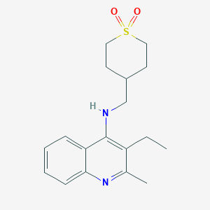 molecular formula C18H24N2O2S B7642658 N-[(1,1-dioxothian-4-yl)methyl]-3-ethyl-2-methylquinolin-4-amine 