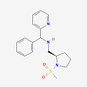 molecular formula C18H23N3O2S B7642708 N-[[(2R)-1-methylsulfonylpyrrolidin-2-yl]methyl]-1-phenyl-1-pyridin-2-ylmethanamine 