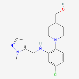 molecular formula C17H23ClN4O B7642712 [1-[4-Chloro-2-[(2-methylpyrazol-3-yl)methylamino]phenyl]piperidin-4-yl]methanol 