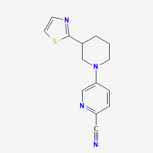 molecular formula C14H14N4S B7642735 5-[3-(1,3-Thiazol-2-yl)piperidin-1-yl]pyridine-2-carbonitrile 