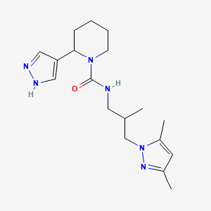 molecular formula C18H28N6O B7642749 N-[3-(3,5-dimethylpyrazol-1-yl)-2-methylpropyl]-2-(1H-pyrazol-4-yl)piperidine-1-carboxamide 