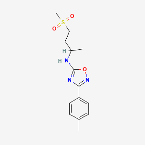 molecular formula C14H19N3O3S B7642752 3-(4-methylphenyl)-N-(4-methylsulfonylbutan-2-yl)-1,2,4-oxadiazol-5-amine 