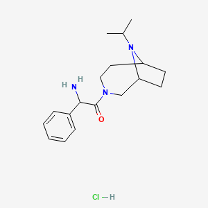 molecular formula C18H28ClN3O B7642760 2-Amino-2-phenyl-1-(9-propan-2-yl-3,9-diazabicyclo[4.2.1]nonan-3-yl)ethanone;hydrochloride 