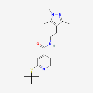 2-tert-butylsulfanyl-N-[2-(1,3,5-trimethylpyrazol-4-yl)ethyl]pyridine-4-carboxamide