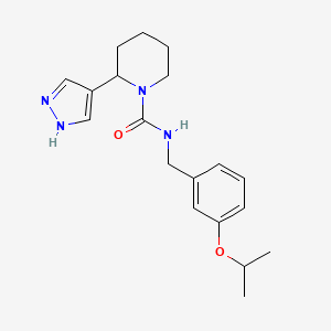 molecular formula C19H26N4O2 B7642779 N-[(3-propan-2-yloxyphenyl)methyl]-2-(1H-pyrazol-4-yl)piperidine-1-carboxamide 