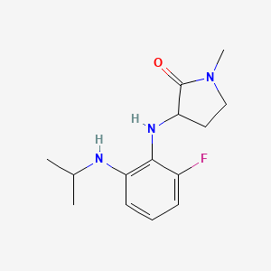 molecular formula C14H20FN3O B7642790 3-[2-Fluoro-6-(propan-2-ylamino)anilino]-1-methylpyrrolidin-2-one 