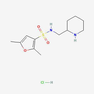 molecular formula C12H21ClN2O3S B7642823 2,5-dimethyl-N-(piperidin-2-ylmethyl)furan-3-sulfonamide;hydrochloride 