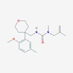 molecular formula C20H30N2O3 B7642825 3-[[4-(2-Methoxy-5-methylphenyl)oxan-4-yl]methyl]-1-methyl-1-(2-methylprop-2-enyl)urea 