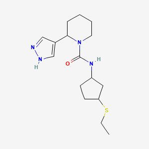 molecular formula C16H26N4OS B7642840 N-(3-ethylsulfanylcyclopentyl)-2-(1H-pyrazol-4-yl)piperidine-1-carboxamide 