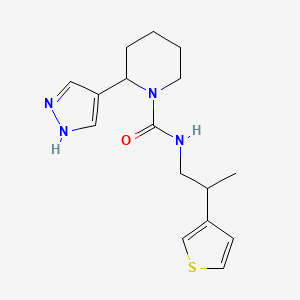 molecular formula C16H22N4OS B7642894 2-(1H-pyrazol-4-yl)-N-(2-thiophen-3-ylpropyl)piperidine-1-carboxamide 