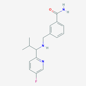 molecular formula C17H20FN3O B7642898 3-[[[1-(5-Fluoropyridin-2-yl)-2-methylpropyl]amino]methyl]benzamide 