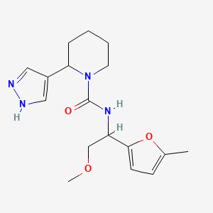 molecular formula C17H24N4O3 B7642913 N-[2-methoxy-1-(5-methylfuran-2-yl)ethyl]-2-(1H-pyrazol-4-yl)piperidine-1-carboxamide 