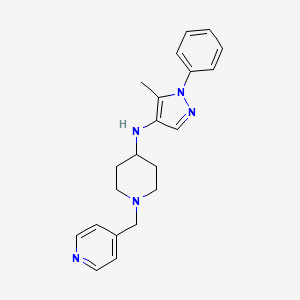 molecular formula C21H25N5 B7642955 N-(5-methyl-1-phenylpyrazol-4-yl)-1-(pyridin-4-ylmethyl)piperidin-4-amine 