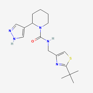 molecular formula C17H25N5OS B7642959 N-[(2-tert-butyl-1,3-thiazol-4-yl)methyl]-2-(1H-pyrazol-4-yl)piperidine-1-carboxamide 