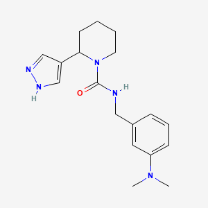 molecular formula C18H25N5O B7643008 N-[[3-(dimethylamino)phenyl]methyl]-2-(1H-pyrazol-4-yl)piperidine-1-carboxamide 