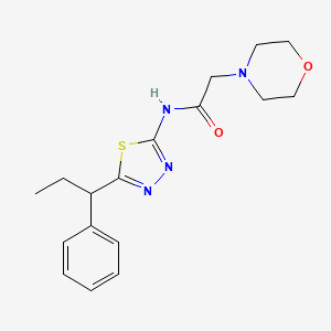 molecular formula C17H22N4O2S B7643009 2-morpholin-4-yl-N-[5-(1-phenylpropyl)-1,3,4-thiadiazol-2-yl]acetamide 