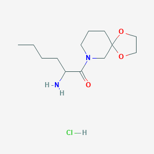 molecular formula C13H25ClN2O3 B7643064 2-Amino-1-(1,4-dioxa-9-azaspiro[4.5]decan-9-yl)hexan-1-one;hydrochloride 