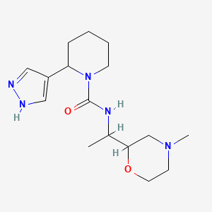 molecular formula C16H27N5O2 B7643087 N-[1-(4-methylmorpholin-2-yl)ethyl]-2-(1H-pyrazol-4-yl)piperidine-1-carboxamide 