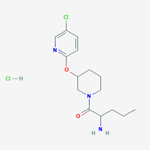 molecular formula C15H23Cl2N3O2 B7643103 2-Amino-1-[3-(5-chloropyridin-2-yl)oxypiperidin-1-yl]pentan-1-one;hydrochloride 