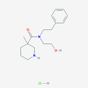 molecular formula C17H27ClN2O2 B7643130 N-(2-hydroxyethyl)-3-methyl-N-(2-phenylethyl)piperidine-3-carboxamide;hydrochloride 