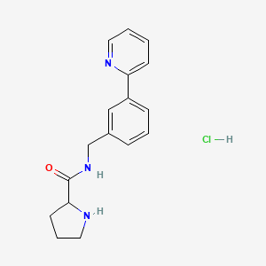 molecular formula C17H20ClN3O B7643137 N-[(3-pyridin-2-ylphenyl)methyl]pyrrolidine-2-carboxamide;hydrochloride 