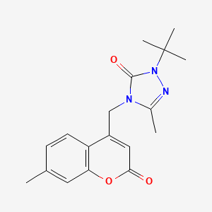 molecular formula C18H21N3O3 B7643287 2-Tert-butyl-5-methyl-4-[(7-methyl-2-oxochromen-4-yl)methyl]-1,2,4-triazol-3-one 