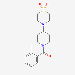 molecular formula C17H24N2O3S B7643293 [4-(1,1-Dioxo-1,4-thiazinan-4-yl)piperidin-1-yl]-(2-methylphenyl)methanone 