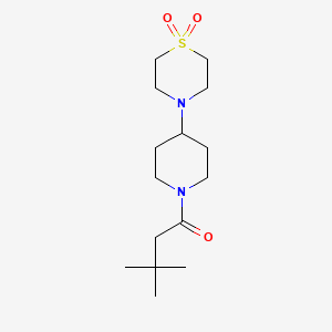 molecular formula C15H28N2O3S B7643299 1-[4-(1,1-Dioxo-1,4-thiazinan-4-yl)piperidin-1-yl]-3,3-dimethylbutan-1-one 