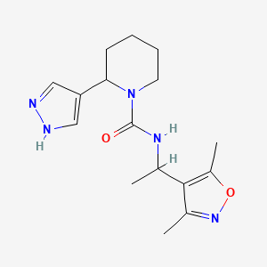 molecular formula C16H23N5O2 B7643321 N-[1-(3,5-dimethyl-1,2-oxazol-4-yl)ethyl]-2-(1H-pyrazol-4-yl)piperidine-1-carboxamide 