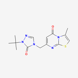 molecular formula C14H17N5O2S B7643330 7-[(1-Tert-butyl-5-oxo-1,2,4-triazol-4-yl)methyl]-3-methyl-[1,3]thiazolo[3,2-a]pyrimidin-5-one 