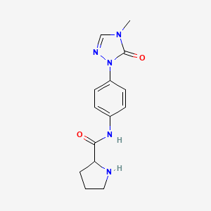 molecular formula C14H17N5O2 B7643377 N-[4-(4-methyl-5-oxo-1,2,4-triazol-1-yl)phenyl]pyrrolidine-2-carboxamide 