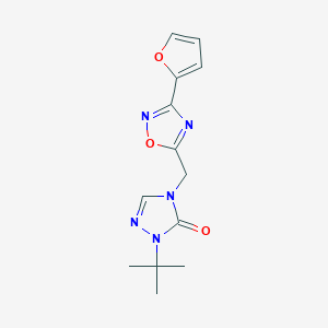 molecular formula C13H15N5O3 B7643390 2-Tert-butyl-4-[[3-(furan-2-yl)-1,2,4-oxadiazol-5-yl]methyl]-1,2,4-triazol-3-one 