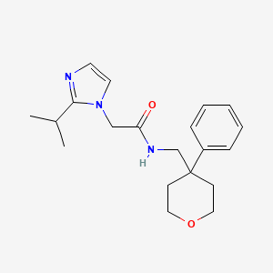 molecular formula C20H27N3O2 B7643395 N-[(4-phenyloxan-4-yl)methyl]-2-(2-propan-2-ylimidazol-1-yl)acetamide 