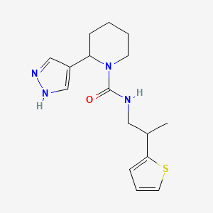 molecular formula C16H22N4OS B7643434 2-(1H-pyrazol-4-yl)-N-(2-thiophen-2-ylpropyl)piperidine-1-carboxamide 